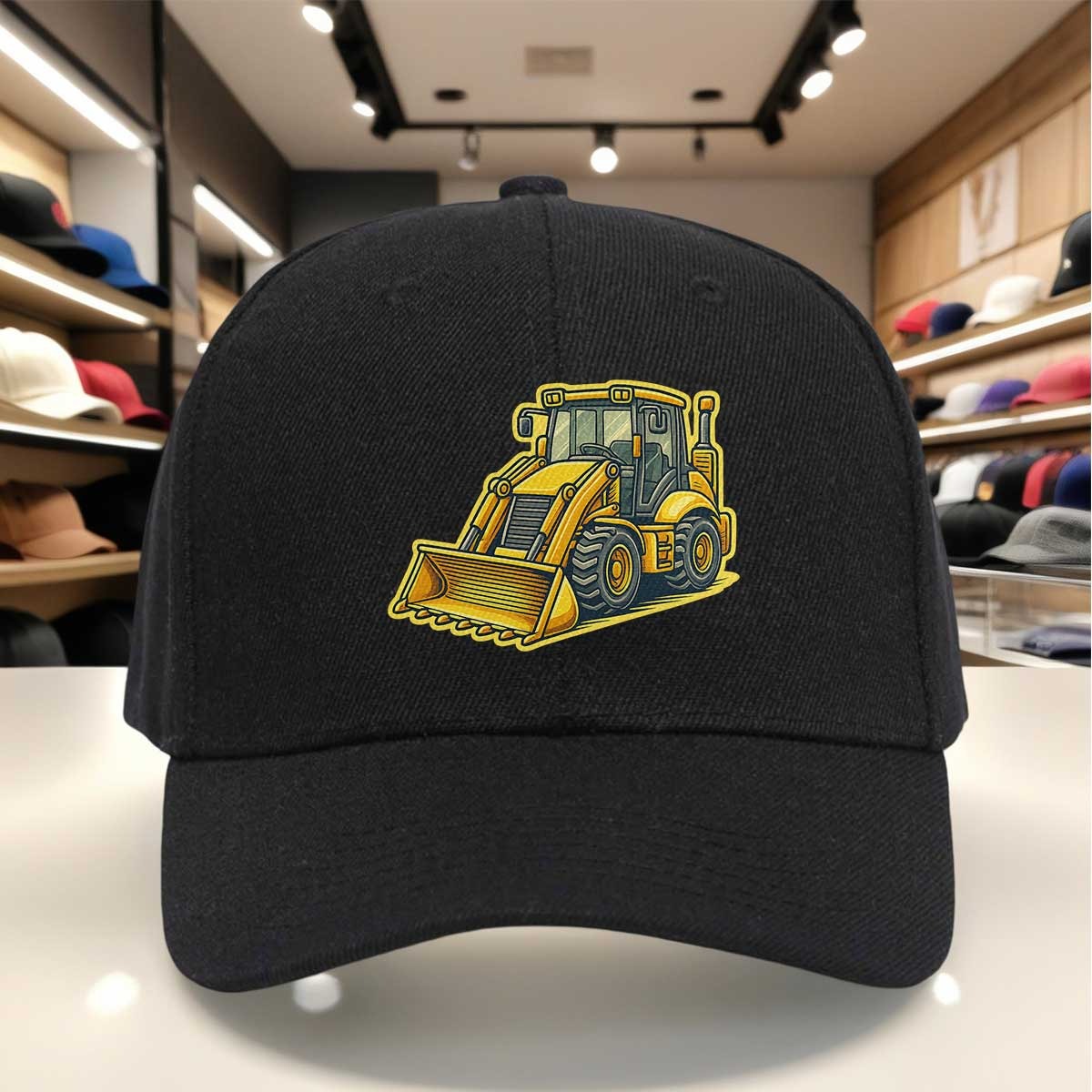 Heavy Equipment Yellow - Men' Bright Yellow Bulldozer Print Baseball